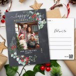 Greenery Watercolor Chalkboard Holiday Postcard<br><div class="desc">You will love these beautiful Christmas postcards! They feature botanical watercolor arrangements with mistletoe,  pine branches,  berries,  and babies breath.</div>