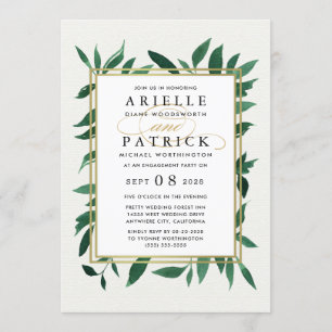Greenery Watercolor Engagement Party Invitations