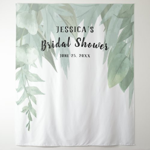 Greenery Watercolor Eucalyptus Bridal Shower Tapestry