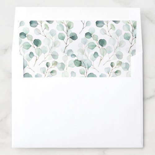 Greenery Watercolor Eucalyptus Foliage Botanical Envelope Liner