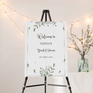 Greenery Watercolor Floral Bridal Shower Welcome Foam Board