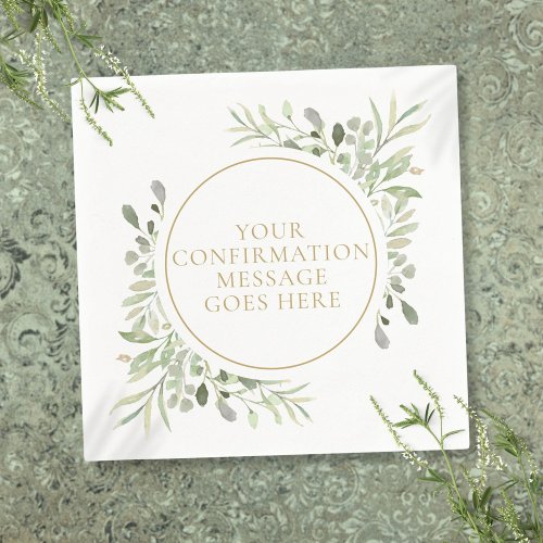 Greenery Watercolor Floral Gold Confirmation