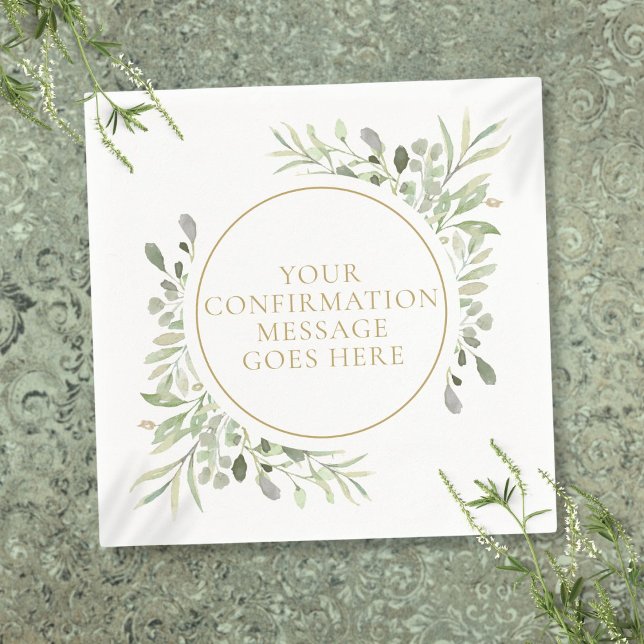 Greenery Watercolor Floral Gold Confirmation Napkins (Greenery Watercolor Floral Gold Confirmation Napkins)