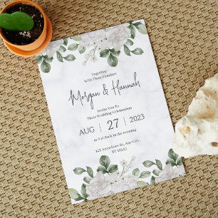Greenery Watercolor Floral Minimalist Wedding Invitation