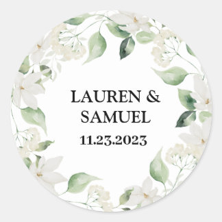 Greenery Watercolor Floral Wreath Wedding Sticker