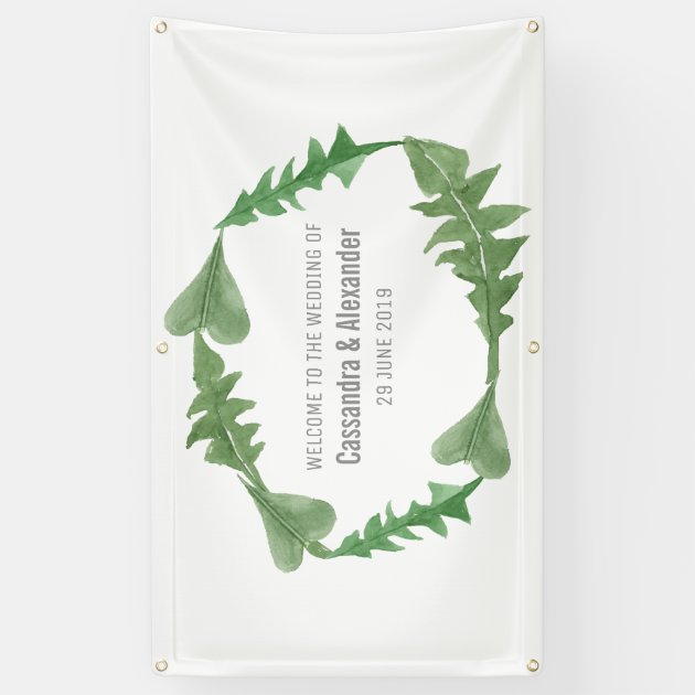 Greenery Watercolor Foliage Wedding Banner