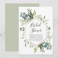 Greenery Watercolor Gold Hexagon Bridal Shower