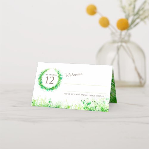 Greenery watercolor grass wedding place cards