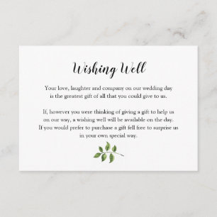 Greenery Watercolor Green Leaves Wishing Well Enclosure Card