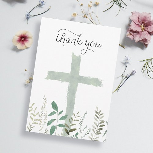 greenery watercolor Holy Cross Thank You Card