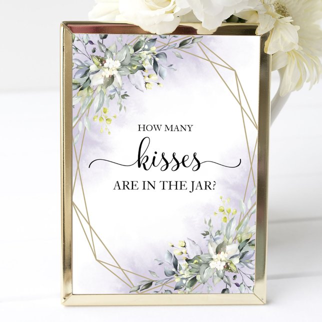 Greenery Watercolor How Many Kisses Sign (Creator Uploaded)