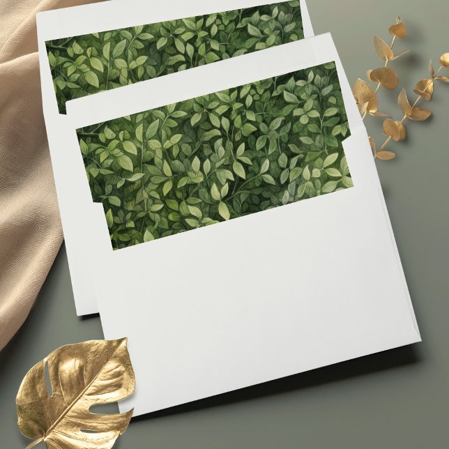 Greenery Watercolor Leaves Envelope Liner (Creator Uploaded)