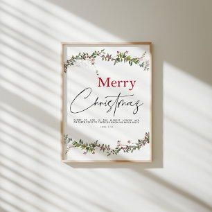 Greenery watercolor Merry Christmas poster