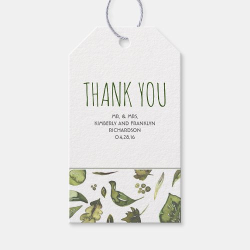 Greenery Watercolor Modern Rustic Wedding Gift Tags - Watercolor leaves rustic woodland wedding tags