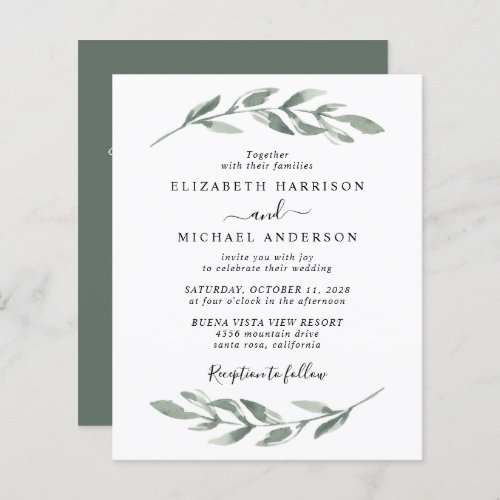 Greenery Watercolor QR Code Wedding Invitation