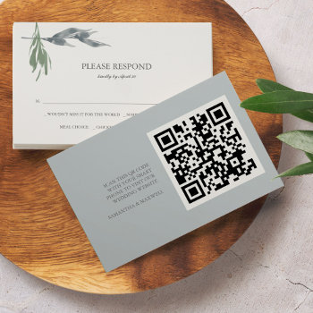 Greenery Watercolor Rsvp Cards With Qr Code by VGInvites at Zazzle