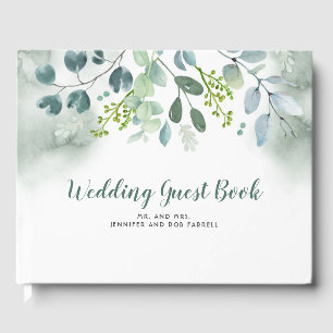Greenery Watercolor Wedding Guest Book