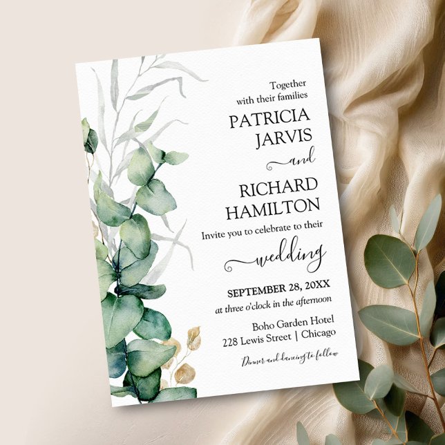 Greenery Watercolor Wedding Invitation  (Creator Uploaded)