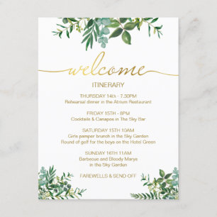 Greenery Watercolor Wedding Itinerary Gold Script Enclosure Card