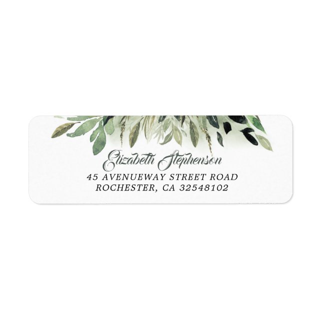 Greenery Watercolor Wedding Label (Front)
