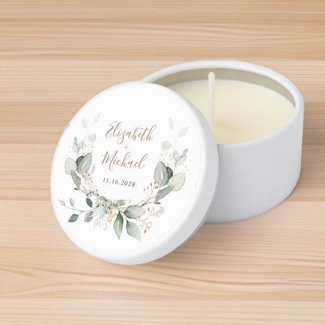 Greenery Watercolor Wedding Mini Candle Favors (Creator Uploaded)