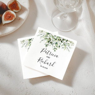 Greenery Watercolor Wedding Napkins