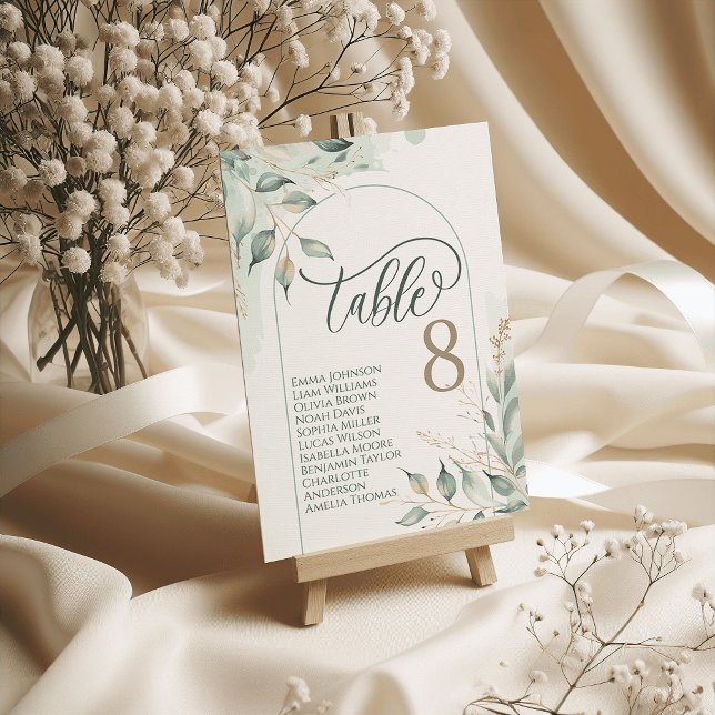 Greenery Watercolor Wedding Table Cards Seating (Greenery Watercolor Wedding Table Cards Seating)