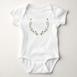 Greenery Watercolor Wreath   Flower Girl Baby Bodysuit