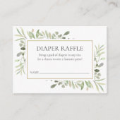 Greenery Watercolour Diaper Raffle Baby Shower Enclosure Card (Front)