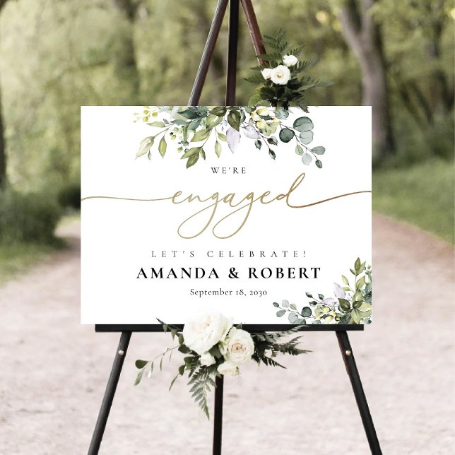 Greenery We Are Engaged Foam Board (Creator Uploaded)