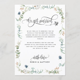 Greenery, We Got Married Wedding Announcement