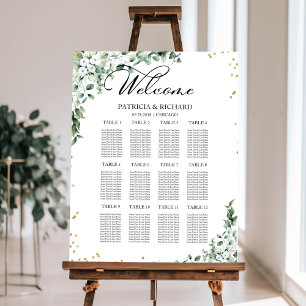 Greenery Wedding 12 Table Seating Chart Foam Board