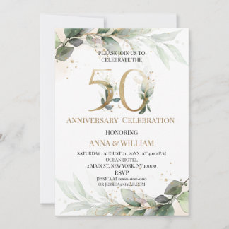 Greenery Wedding 50th Anniversary Invitation