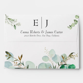 Greenery Wedding 5x7 Invitation Envelope