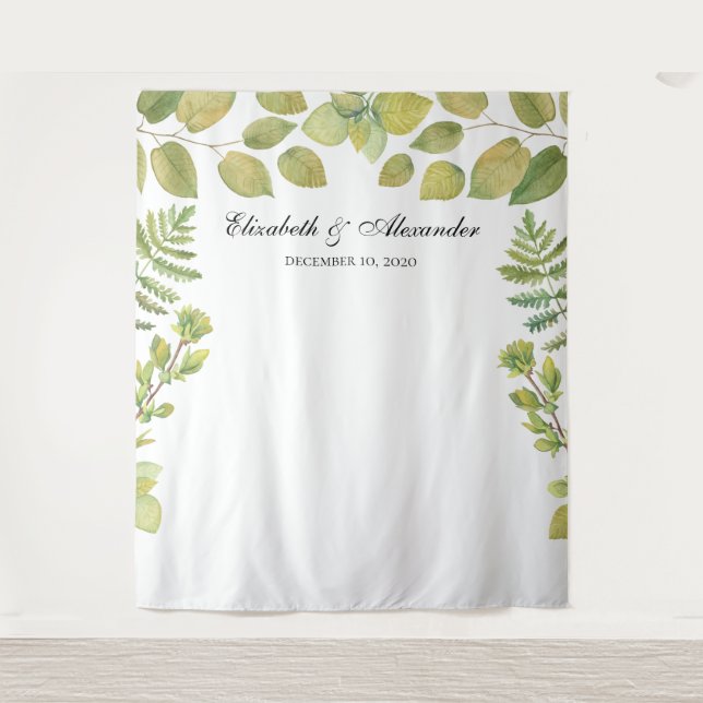 Greenery wedding backdrop. Foliage background Tapestry (Front)