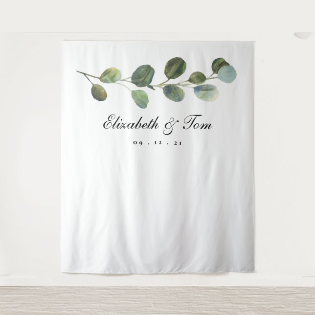 Greenery Wedding Backdrop, Photo Booth Prop (Front)