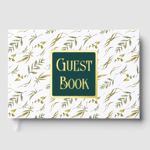 Greenery wedding botanical leaf pattern real foil  foil guest book