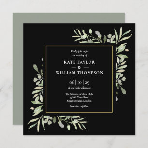 Greenery Wedding Botanical Watercolour Invitation