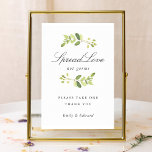 Greenery Wedding Bridal Shower Face Mask Sign<br><div class="desc">Custom-designed wedding/bridal shower face mask sign featuring "Spread Love Not Germs" elegant watercolor greenery design.</div>
