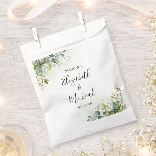 Greenery Wedding Ceremony Favor Bag (Clipped)