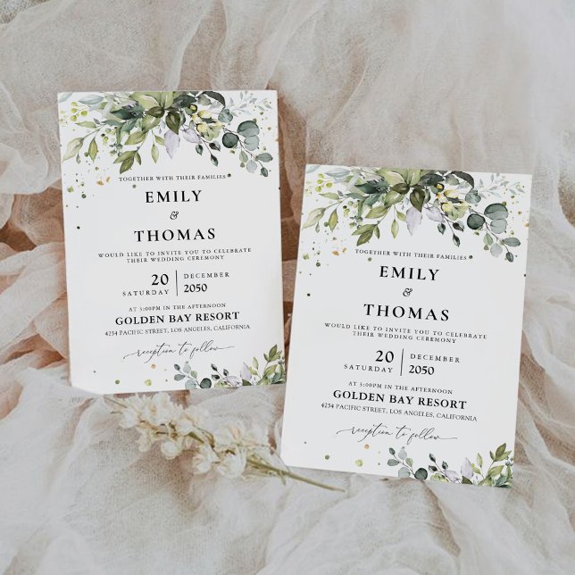 Greenery Wedding Ceremony Invitation (Creator Uploaded)