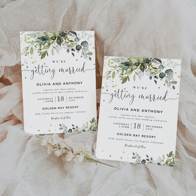 Greenery Wedding Ceremony Invitation (Creator Uploaded)