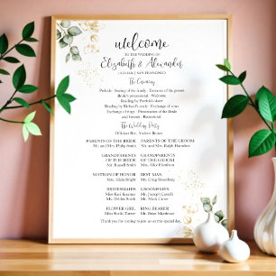 Greenery Wedding Ceremony Program Sign