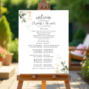 Greenery Wedding Ceremony Program Sign Foam Board