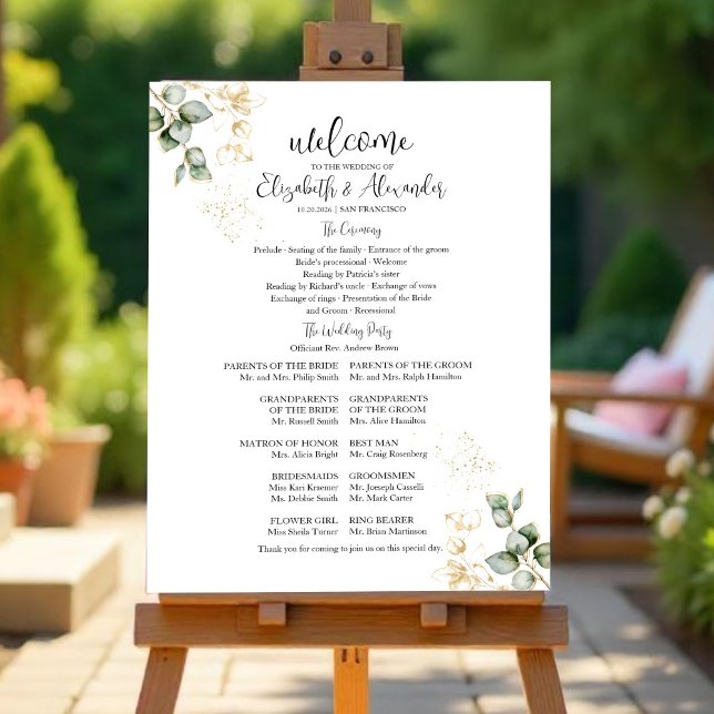 Greenery Wedding Ceremony Program Sign Foam Board (Creator Uploaded)