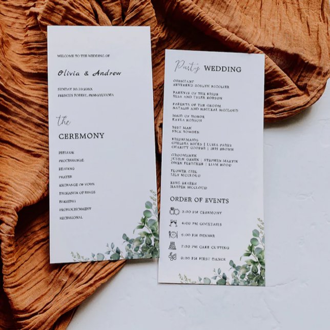 Greenery Wedding Ceremony Program Template (Greenery Wedding Ceremony Program Template)
