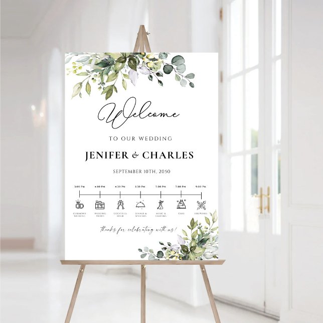 Greenery Wedding Ceremony Timeline Foam Board (Creator Uploaded)