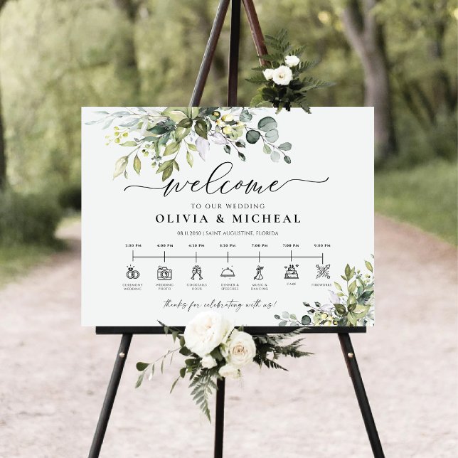 Greenery Wedding Ceremony Timeline Foam Board (Creator Uploaded)