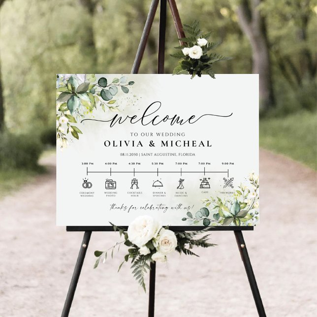 Greenery Wedding Ceremony Timeline Foam Board (Creator Uploaded)