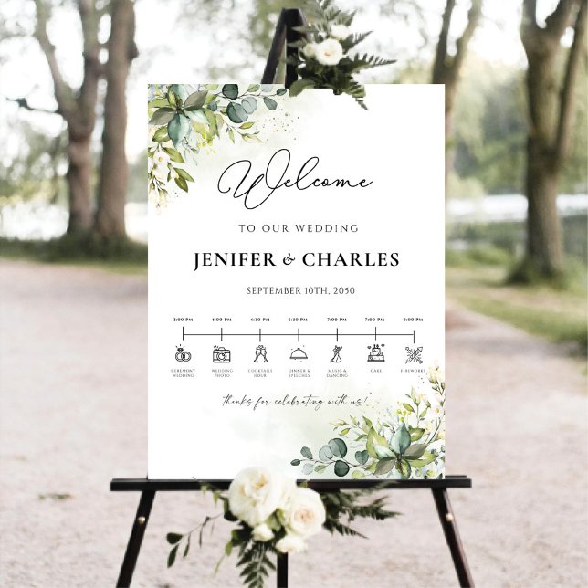 Greenery Wedding Ceremony Timeline Foam Board (Creator Uploaded)